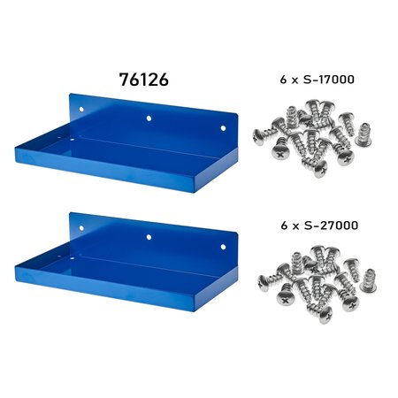 Triton Products 12 In. W x 6 In. D Blue Epoxy Coated Steel Shelf for 1/8 In. and 1/4 In. Pegboard 2 Pack 76126-2